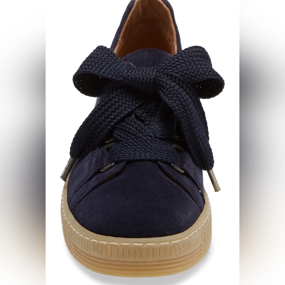 Gabor Navy Suede Platform Sneakers with Gum Sole - Picture 4 of 11